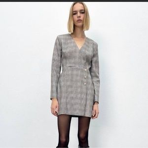 NWT gray plaid blazer mini dress